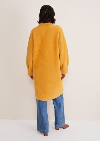 Phase Eight Maddie Balloon Sleeve Fluffy Coats Yellow Australia | GA9416037